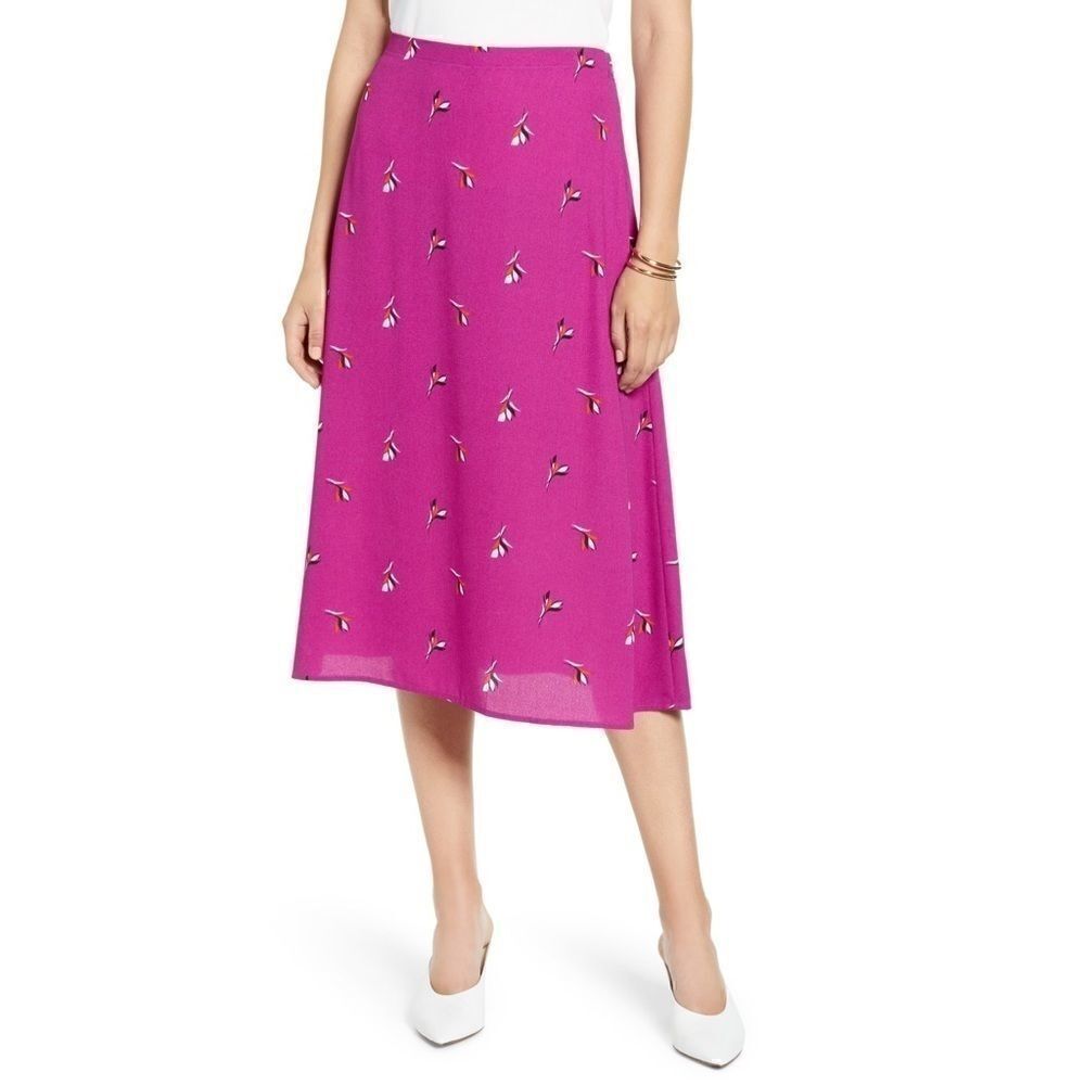 ‎Halogen pink magenta floral midi skirt size 1X